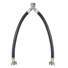 Rubber Washing Machine Y Hose, 3/4 Inch Brass Fittings, 1 Ft (12 Inch) Length Hot and Cold Water Y Mixer Hose Connector