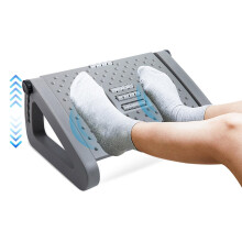 Under Desk Foot Rest, Adjustable Height Ergonomic Foot Stool with Massage Rollers for Office, Gray