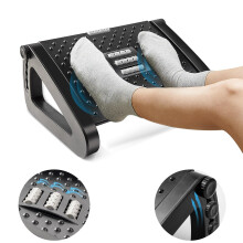 Foot Rest Under Desk Adjustable Height with Massage Rollers, Ergonomic for Office and Home (Black)