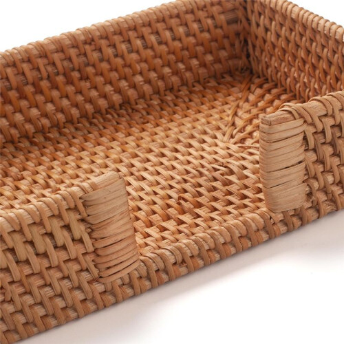 Servilletero Rectangular de RatáN, Servilletero de Mimbre para Cocina, Servilleteros Tejidos para Mesas. 2
