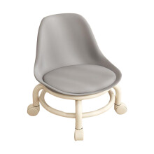 Rolling Stool with Backrest, Low Stool, 360 Swivel Wheels, PU Leather Seat, Garage, Grey