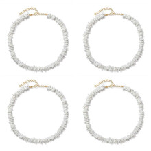 4X Puka Shell Necklace for Women Boho Tropical Hawaiian Beach Puka Shell Surfer Choker Necklace Jewelry Mens Womens