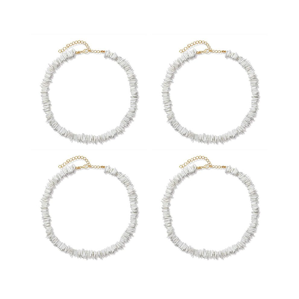 4X Puka Shell Necklace For Women Boho Tropical Hawaiian Beach Puka Shell Surfer Choker Necklace Jewelry Mens Womens White 4712690769896