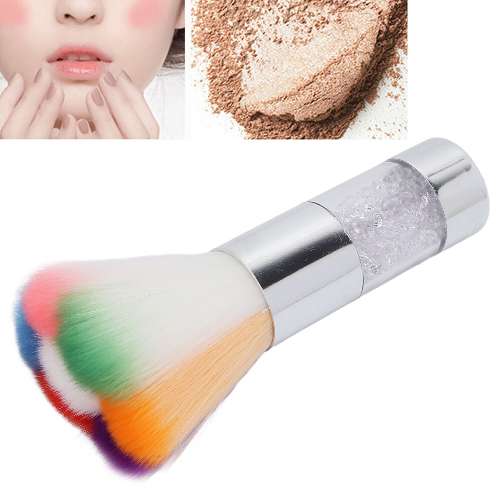 Silver Portable Colorful Makeup Brush Fluffy Blusher Nail Dust Cleaner
