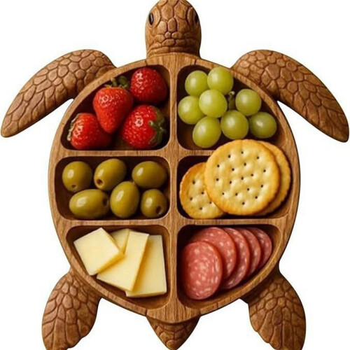 Turtle Charcuterie Platter - Wooden Shaped Fruit Platter Animal Patterned Parties Functional Fruit Display Kitchen Decor