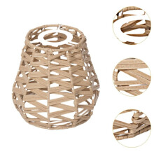 Imitation Rattan Woven Lampshade Small Lamp Cover Light Weight Rustic Easy Install Bulb Guard Pendant Light Shade
