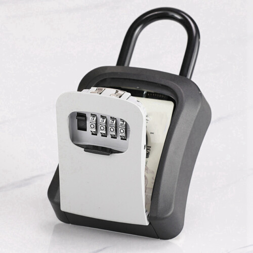 2X Outdoor Password Key Boxs Extended Locking Hook Steel Wire Hanging Key Storage Waterproof Key 4 Digit Code Box Grey 2