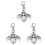 3X Owl Pocket Watch with Key Chain 40 X 25 mm Silver 1