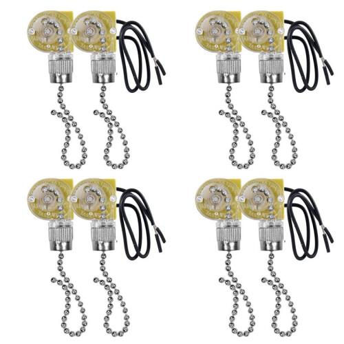 Ceiling Fan Light  Zing Ear ZE-109 Two-Wire Light  with Pull Cords for Ceiling Light Fans Lamps 8Pcs Silver
