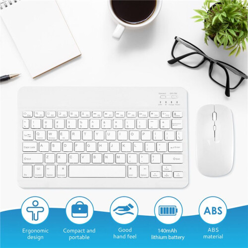 Ultra-Thin Silent Wireless  Keyboard and Mouse Set Suitable for Tablet Notebook  Keyboard White 1