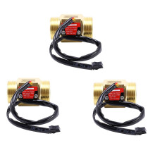 3X B10 Dn25 1Inch Water Hall Effect Turbine Flow Sensor Meter Turbine Flowmeter 2-50L/Min(Brass)