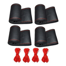 4X Nieuwe Universele Vlecht op Het Stuurwiel PU Lederen Autostuurhoes Om de Gehele Enkele Connector 38 cm Te Bedekken