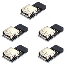 5X 9Pin Naar 1 Poort USB-Adapterconnector PC Intern Moederbord 9Pin Naar USB2.0 Type A Vrouwelijke Converter voor Desktopcomputer
