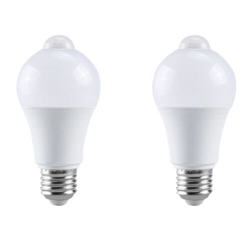 2X 85-265V E27 PIR Motion Sensor Lamp 12W Bulb with Motion Sensor Infrared Motion Detector Security Light White Light 1