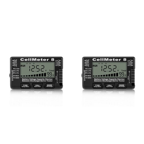 2X RC Cellmeter 8 Digital Battery Capacity Checker Controller Tester Voltage Tester for Li-Ion NiMH Nicd Cell Meter 1