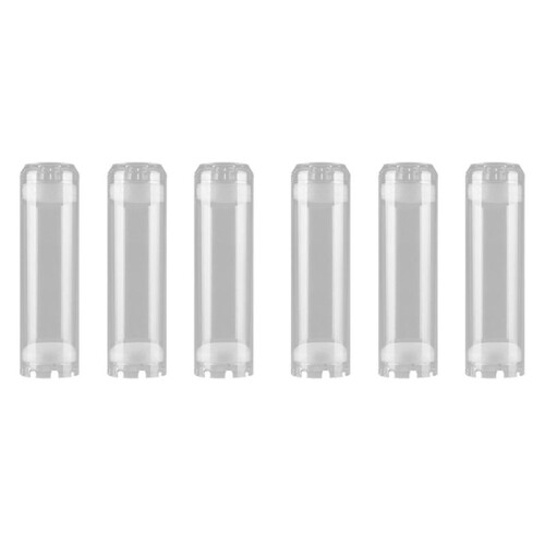 6pcs 10-Inch Reusable Empty Clear Cartridge Water Filter Housing Various Media Refillable