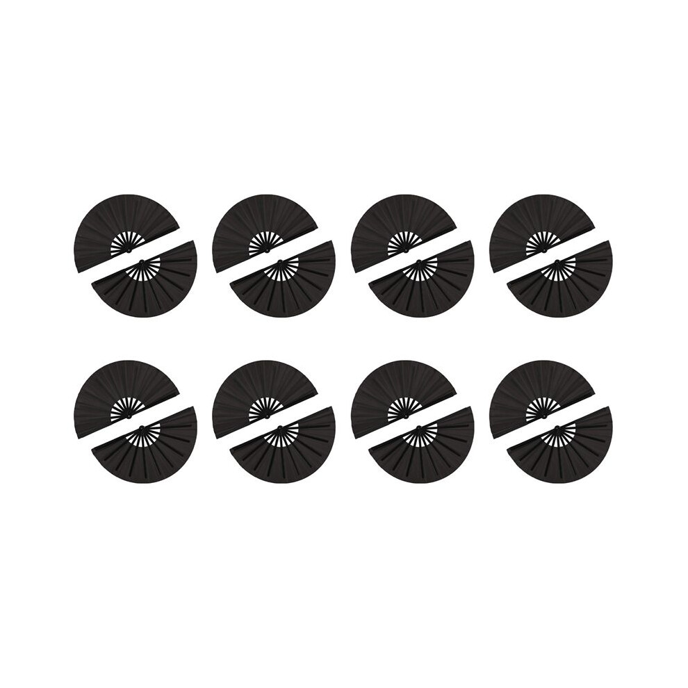Semoic 16 Pieces Large Folding Fan Nylon Cloth Handheld Folding Fan Chinese Kung Fu Tai Fan Black Decoration Fold Hand Fan