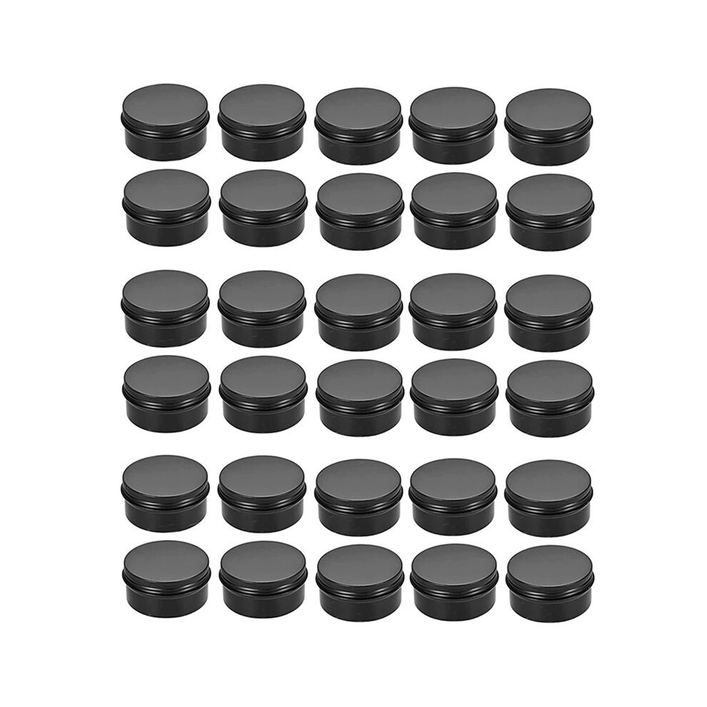 Semoic 30Packs Empty Jars 80Ml Black Round Aluminum Tin Cans Screw Top Metal Steel Tins Lip Balm Tins Box Cosmetic Containers