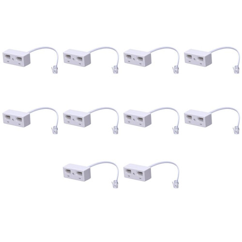 10X RJ11 Plug to Dual UK BT Telephone Socket Convertor