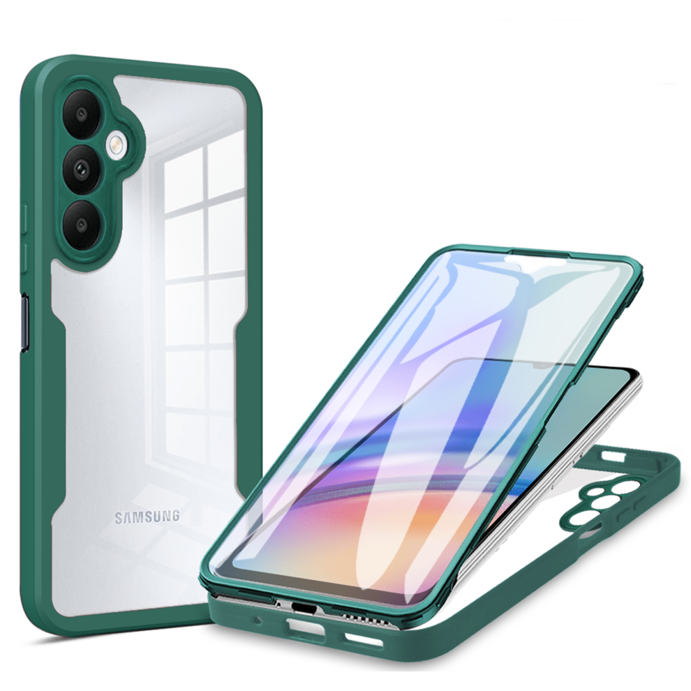 Clear Tpu Slim Case With Screen Protector For Samsung Galaxy S24 Â Shockproof, Rugged Bumper, Qc Green 9365509703076