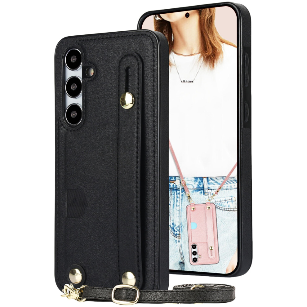 Ccsmall Crossbody Case For Samsung Galaxy S24 Fe Â Card Slot, Adjustable Strap, Wristband & Kickstand Â Kb Black 9365509703939