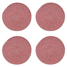 Rome Woven Braided Stitch Edge Table Placemats 4.33 Inches Round Set of 4 Non-Slip Dining & Kitchen Table Mats