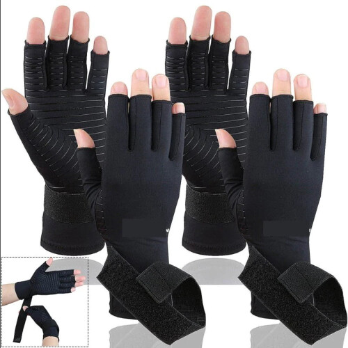 Compression Gloves with Strap Fingerless Wrist Hand Thumb