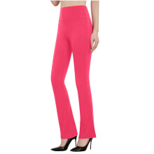 Højtaljede yogabukser med svaj til kvinder, pink bootcut leggings – mavekontrol, nylon/spandex, størrelse 3XL, kompatibel med dans og træning