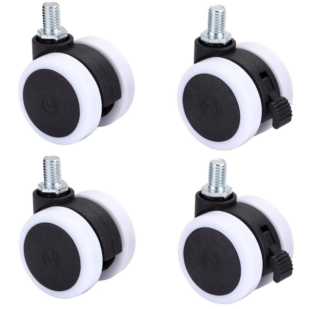 1.5 Inch M8 Swivel Casters With Brake, Quiet Rubber Chair And Furniture Wheels, Set Of 4 9771547325093