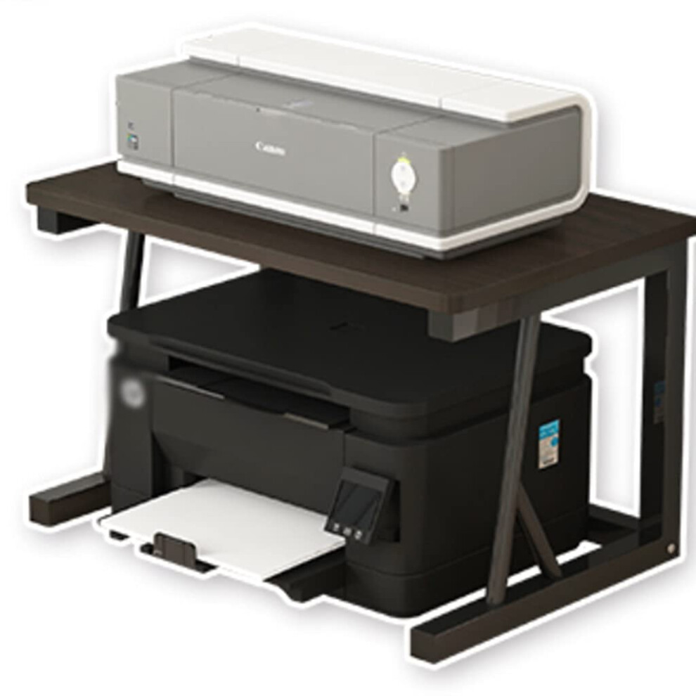 Metal And Wood Desktop Printer Stand With Stable Iron Frame, Space Saving Shelf Organizer 1 Tier Black 9045646546506