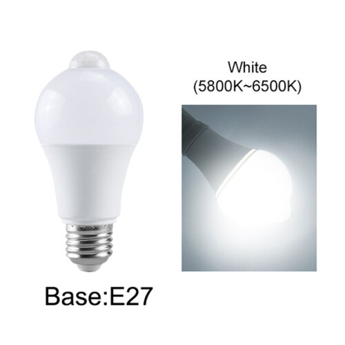 2X 85-265V E27 PIR Motion Sensor Lamp 12W Bulb with Motion Sensor Infrared Motion Detector Security Light White Light 1