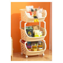 Storage Cart with Wheels, Stackable Storage Baskets, 3Tier for Kitchen and Bathroom, Style2