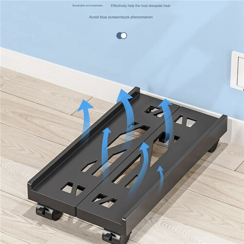 2X Adjustable Mobile CPU Stand, Ventilated Computer Tower Stand PC Tower Stand with 4 Caster Wheels, Under Desk Holder 2