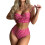 Women High Waisted Bikini Sets Tummy Control-rose red L 1