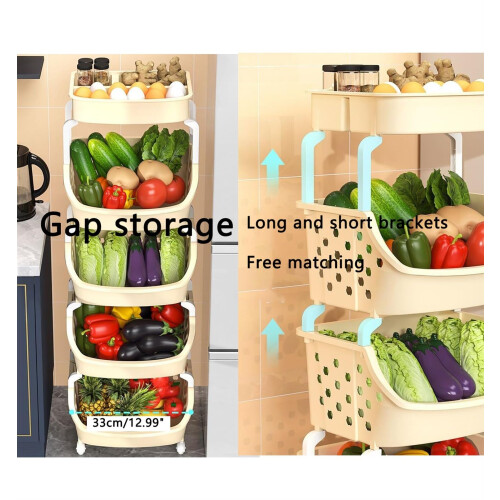 Storage Cart with Wheels, Stackable Storage Baskets, 3Tier for Kitchen and Bathroom, Style2 2