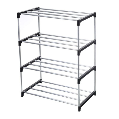 3X Stackable Small Shoe Rack, Entryway, Hallway and Closet Space Saving Storage and Organization (4-Tier, Black) 2