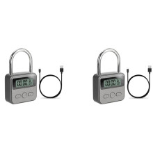 2X Lock LCD-Display Elektronische Timerschakelaar USB Oplaadbare Timer Hangslot Elektronische Reistimer-Qing