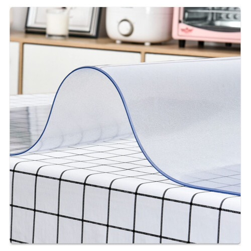 PVC Table Protector 1.0/1.5mm Waterproof Oilproof Plastic Desk Cover for Kitchen Dining Table