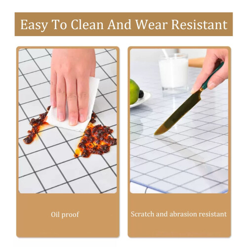 PVC Table Protector 1.0/1.5mm Waterproof Oilproof Plastic Desk Cover for Kitchen Dining Table 1