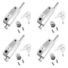 4X Sliding Door Lock for Window Glass Patio Doors Silver Auxiliary Security Lock Glass Door Lock Mortise Lock