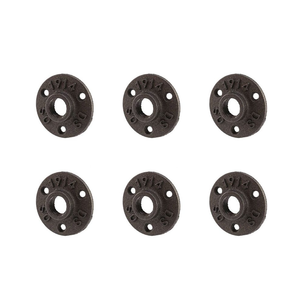 6Pcs 1/2 Inch Black Cast Iron Pipe Fittings Floor Flange Bsp Threaded 6033566134944