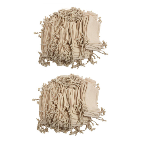 200 Pcs Small  Cotton Drawstring Bags 10X15 cm