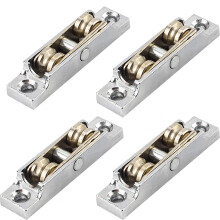 Double Slot Sliding Window Roller Adjustable Door Pulley, 45kg Load, Steel, 68.5x15mm, 4 Pack