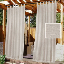 Rideaux d'intérieur/extérieur occultants et opaques, détachables, à pattes auto-adhésives, en mélange de lin imperméable et texturé, pour