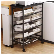Book Cart with Wheels, 6Tier Metal Rolling Utility Cart for Bookshelf Storage, Black