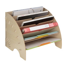 FanShaped Wooden File Organizer for Desk, Magazine File Holder and Sorter  White