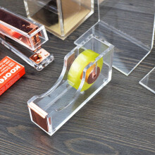 2X Deluxe Acrylic Design Office Desktop Tape Dispenser Clear Rose Gold