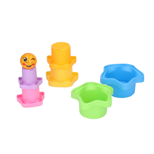 6pcs Flower Shape Stacking Cups for Babies 6M+ | 39x13cm Plastic Toys 2