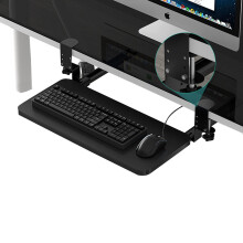 Under Desk Keyboard Tray, Mouse Holder, Keyboard Drawer, Adjustable 1115cm, Black 55x25cm