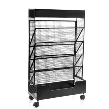 Metal Storage Cart with Wheels, Rolling Utility Cart, SpaceSaving Bookshelf, Black, Single